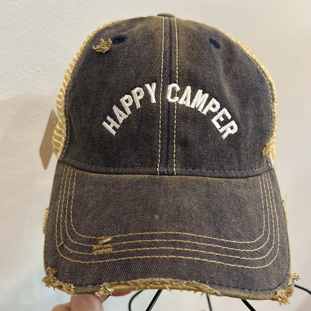 RETRO BRAND adjustable HAPPY CAMPER snap back Mesh hat UNISEX